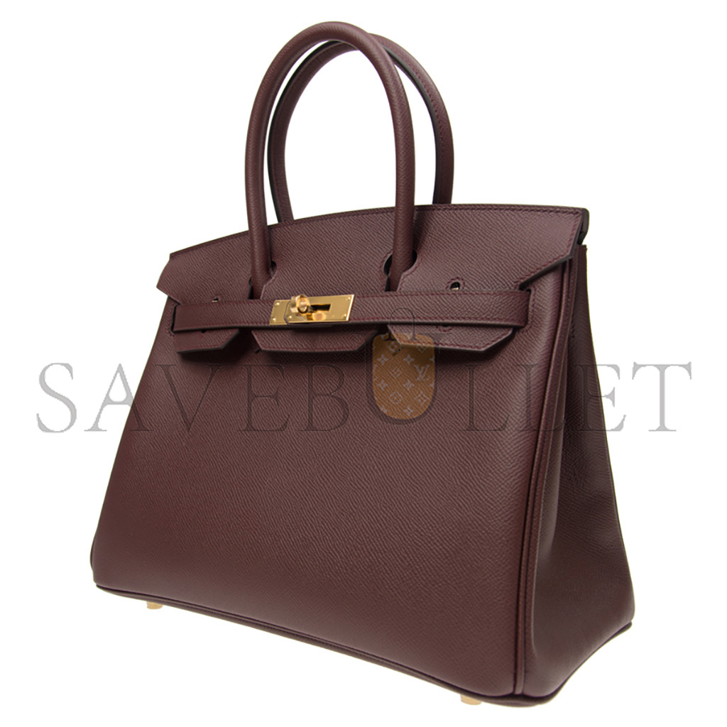 HERMÈS MASTER BIRKIN 25 SWIFT LEATHER BORDEAUX GOLD BUCKLE H049362CK20 (25*20*13cm)